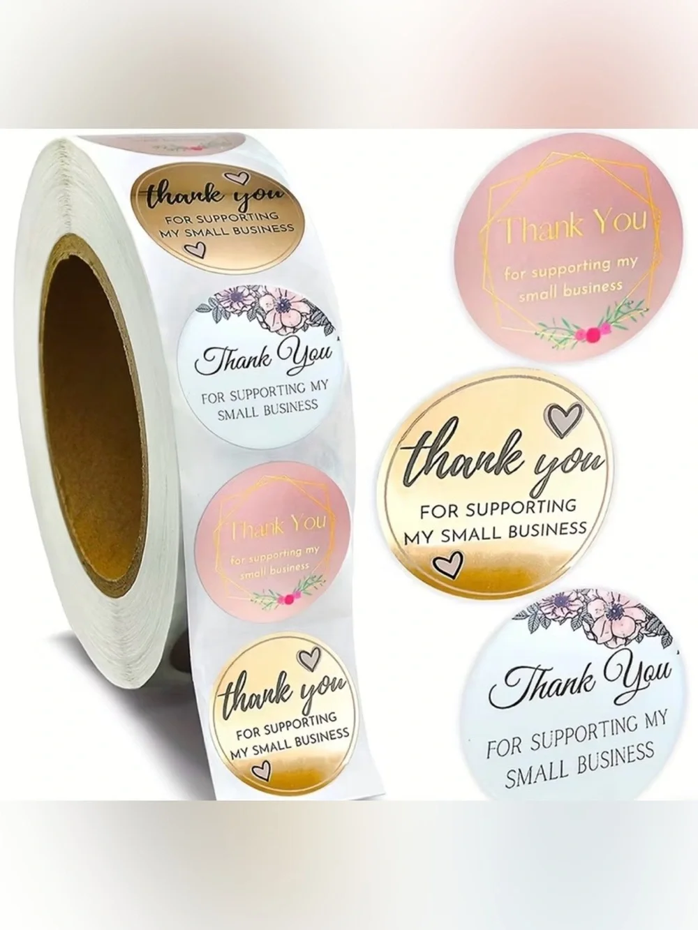 Thank You Sticker Boutique Quality  ~🆕~ 100~ in Pink, Gold, White~Self adhesive
